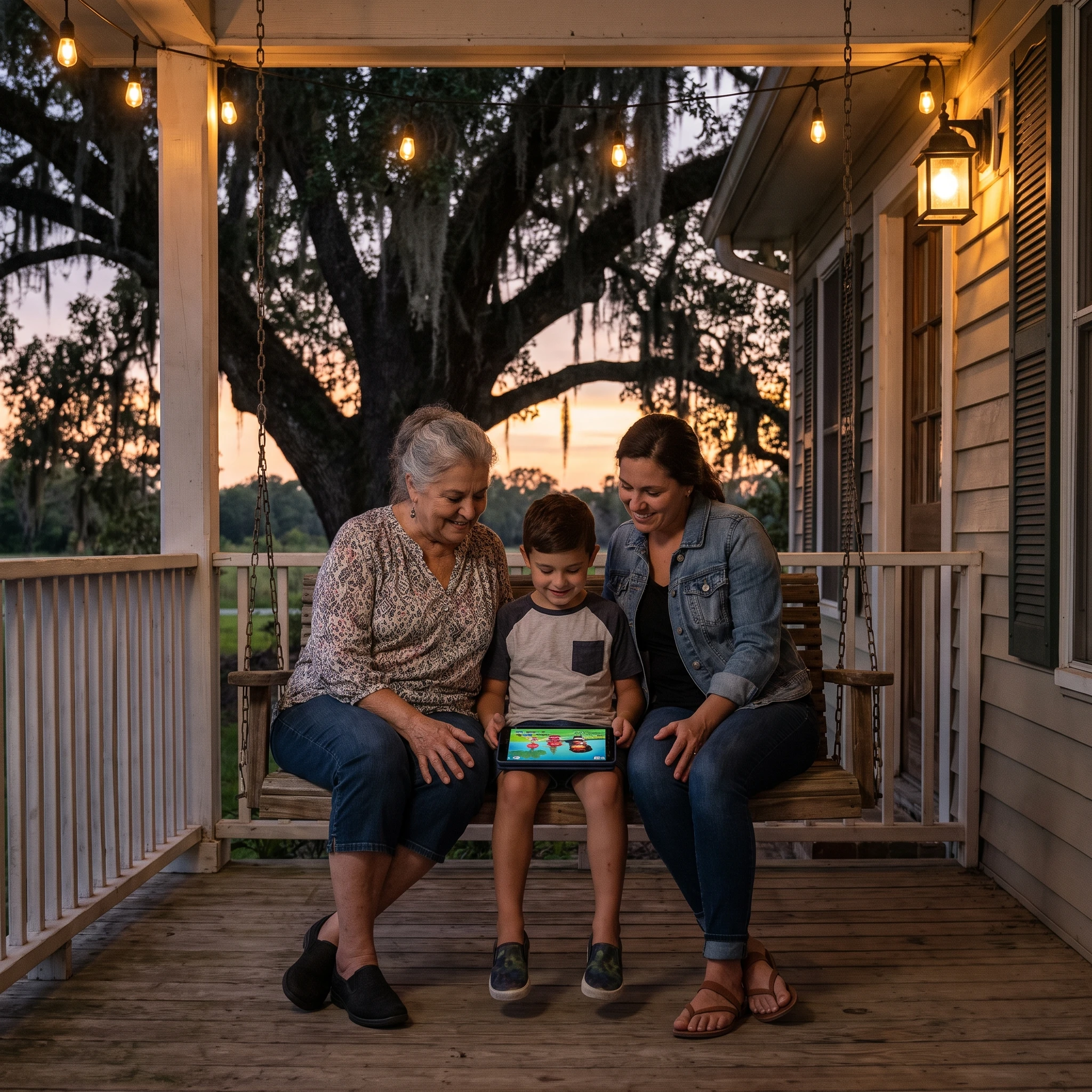 Family on a Louisiana porch